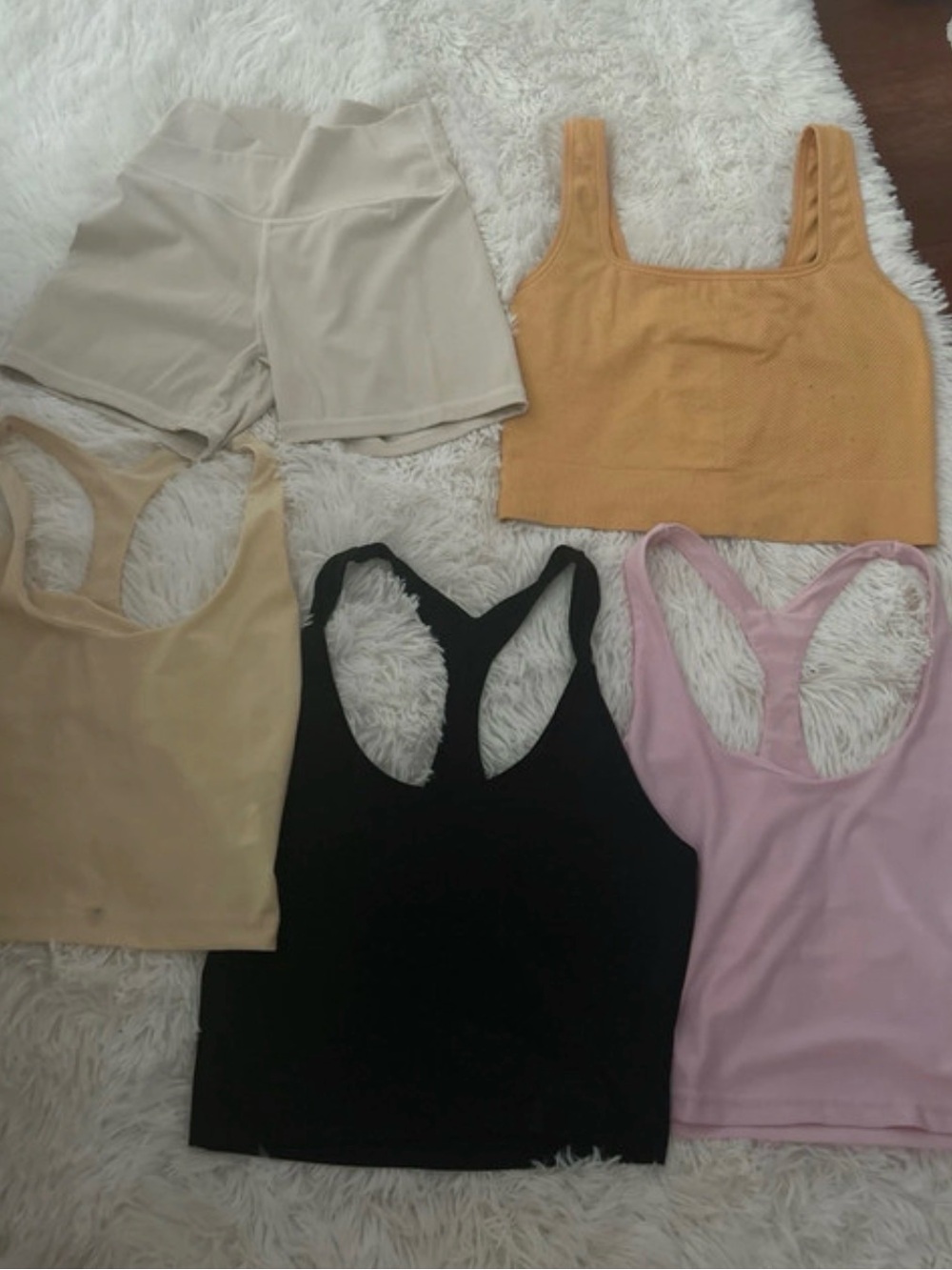 SHEIN Ribbed & Smooth Tank Top Set - Black, Beige, Pink, Tan, Mustard